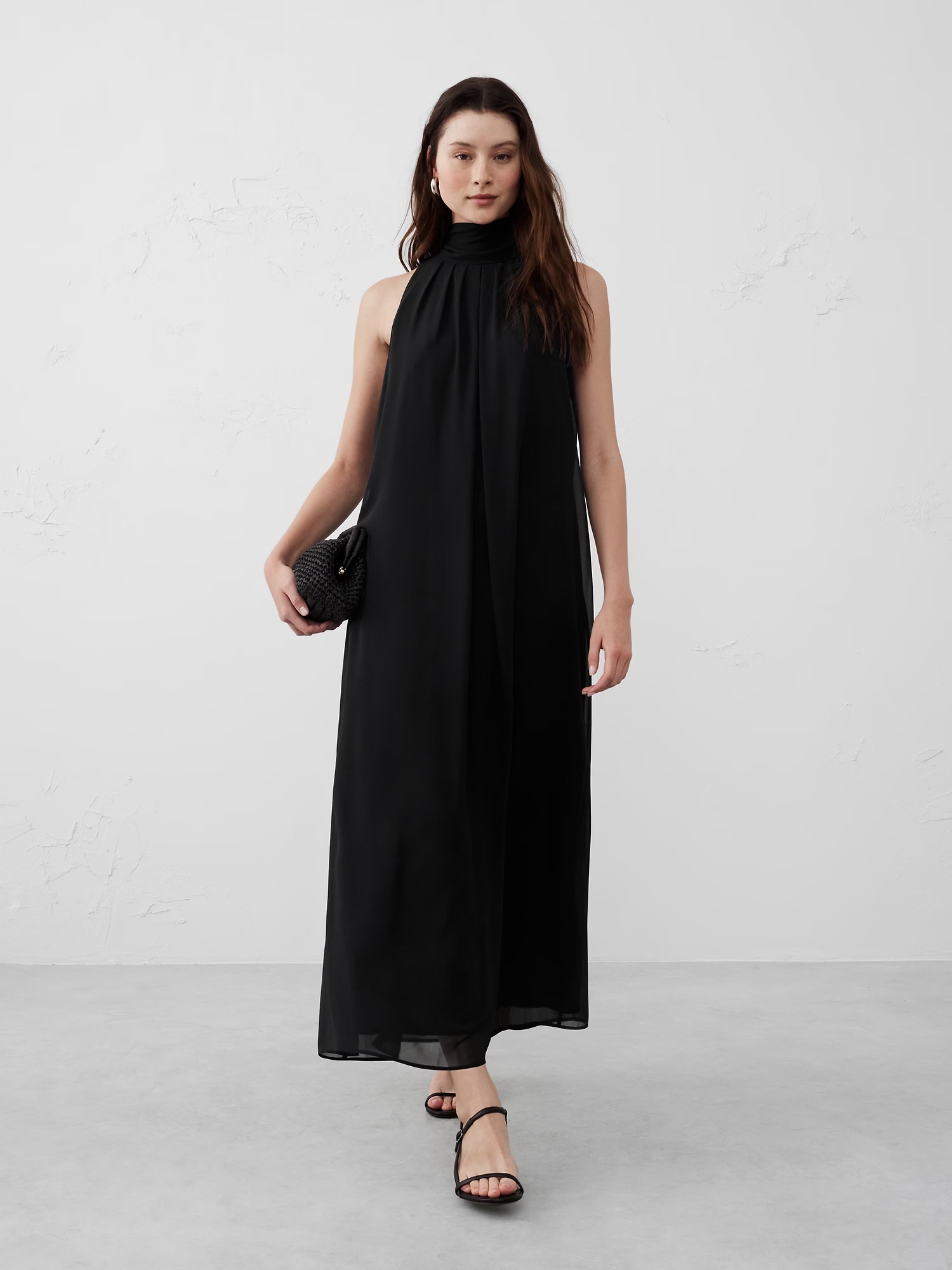 Chiffon Midi Dress - Black