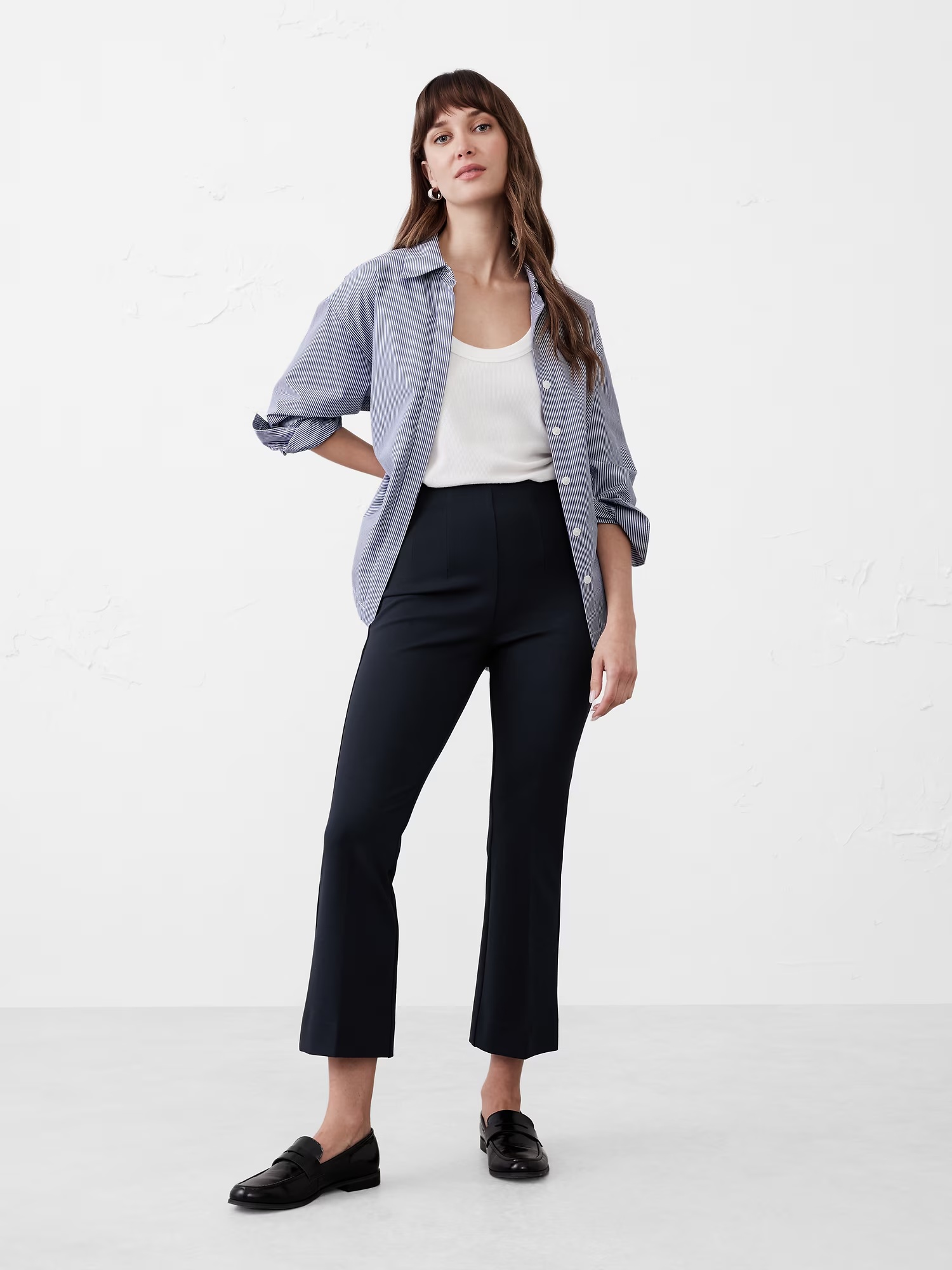 Bootcut Cropped Ponte Pull-On Pant - Preppy Navy