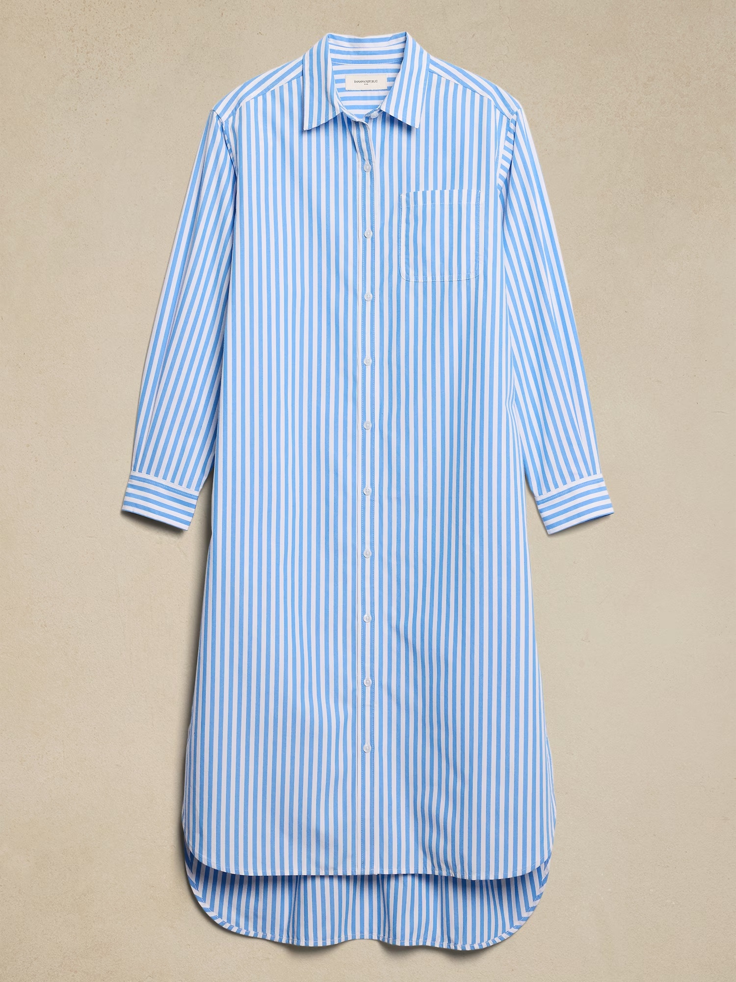 Midi Poplin Shirtdress - Bold Blue Stripe 4 Midi Poplin Shirtdress - Preppy Navy