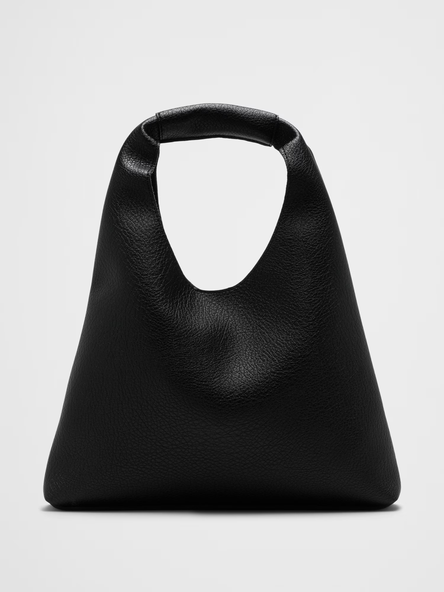 Vegan Leather Mini Slouchy Tote - Black