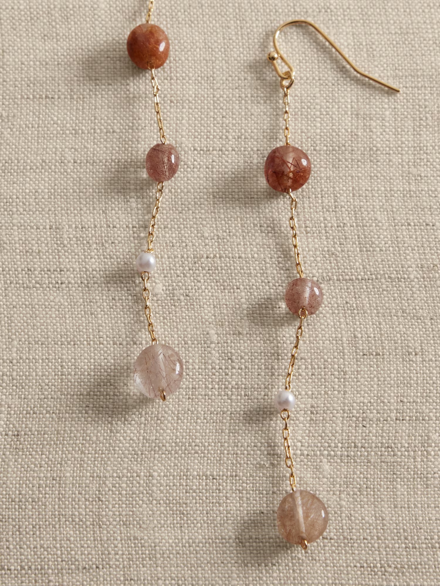 Delicate Stone Threader Earrings - Natural Multi 1 Delicate Stone Threader Earrings - Natural Multi