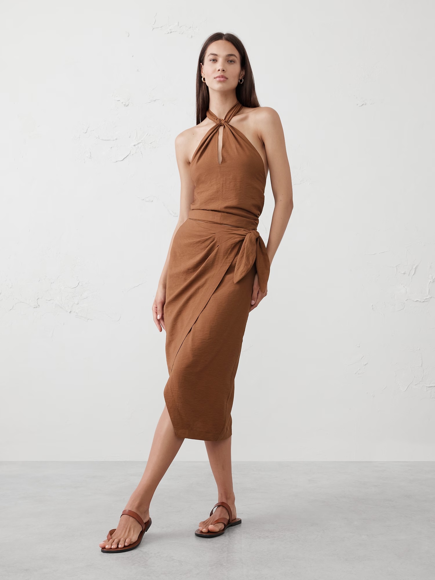 Faux-Wrap Midi Skirt - Whipped Mousse