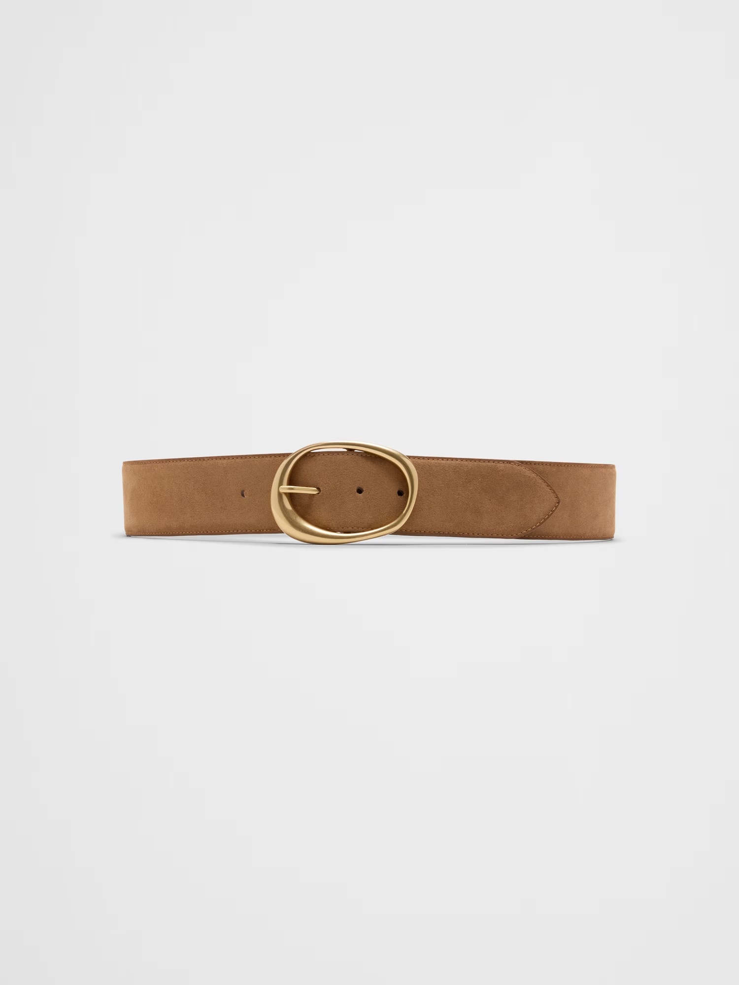 Vegan Leather Organic Buckle Wide Belt - Tan