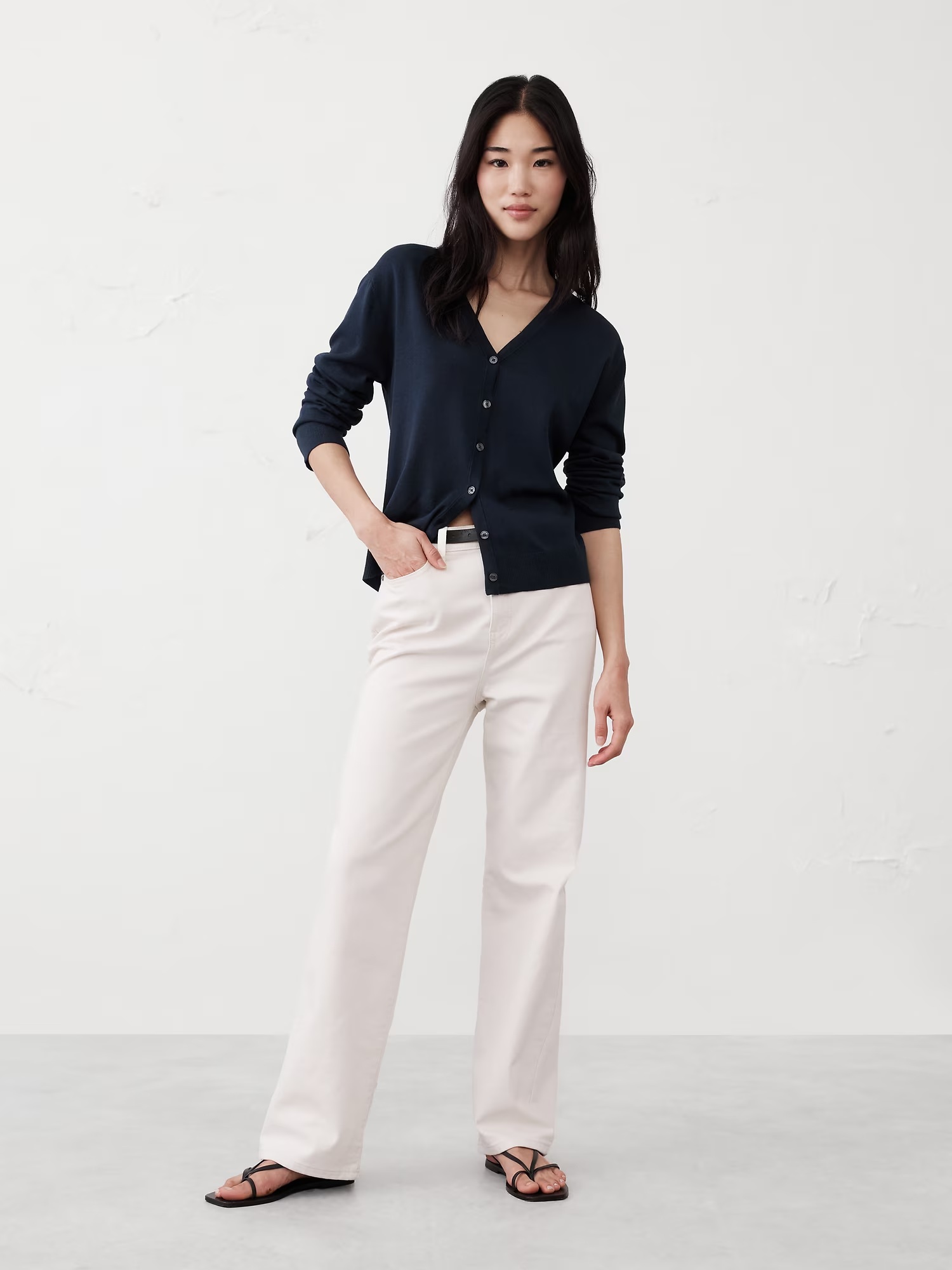 Forever V-Neck Cardigan Sweater - Preppy Navy 1 Forever V-Neck Cardigan Sweater - Preppy Navy