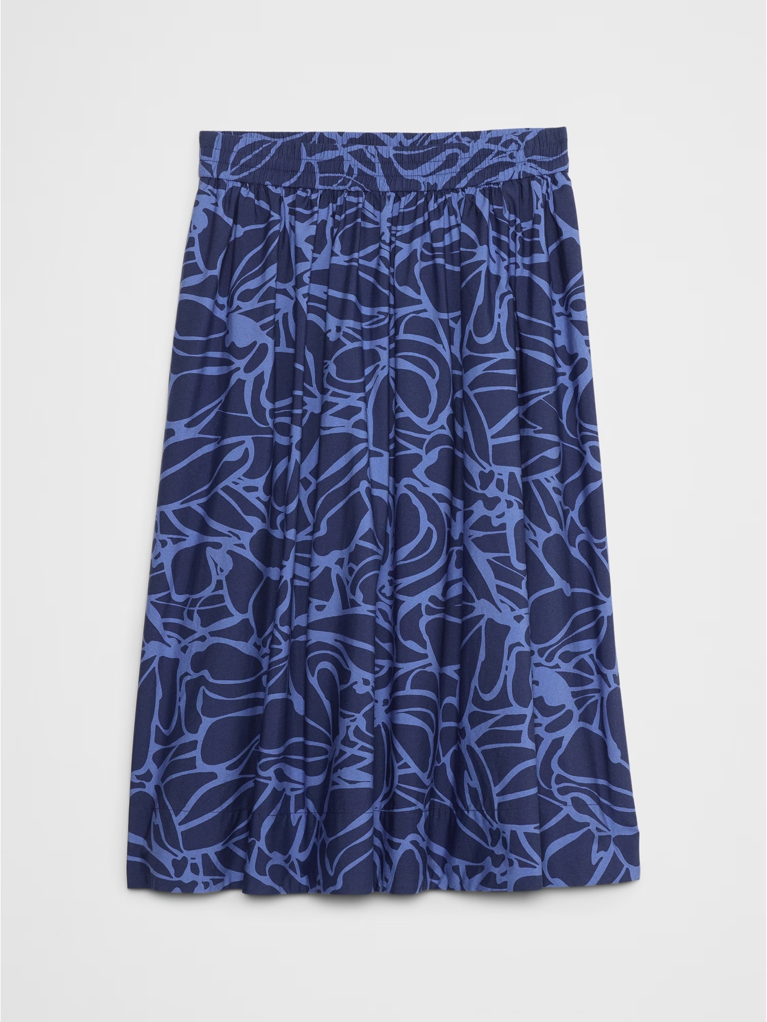 Poplin Midi Skirt - Peri Noon 4 Poplin Midi Skirt - Blue Floral
