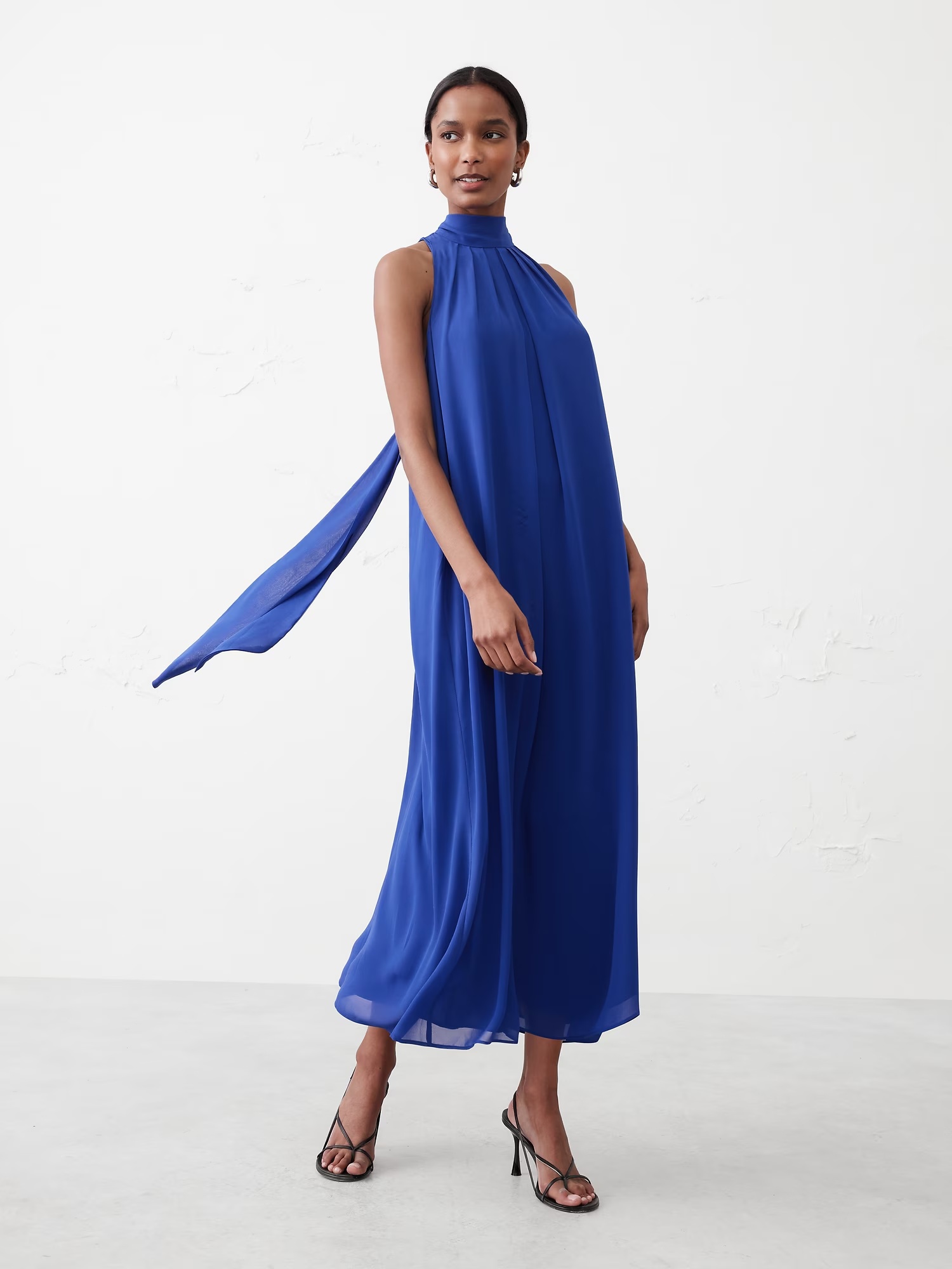 Chiffon Midi Dress - Cape Blue