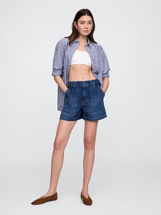4" High Rise SuperSoft Denim Utility Shorts