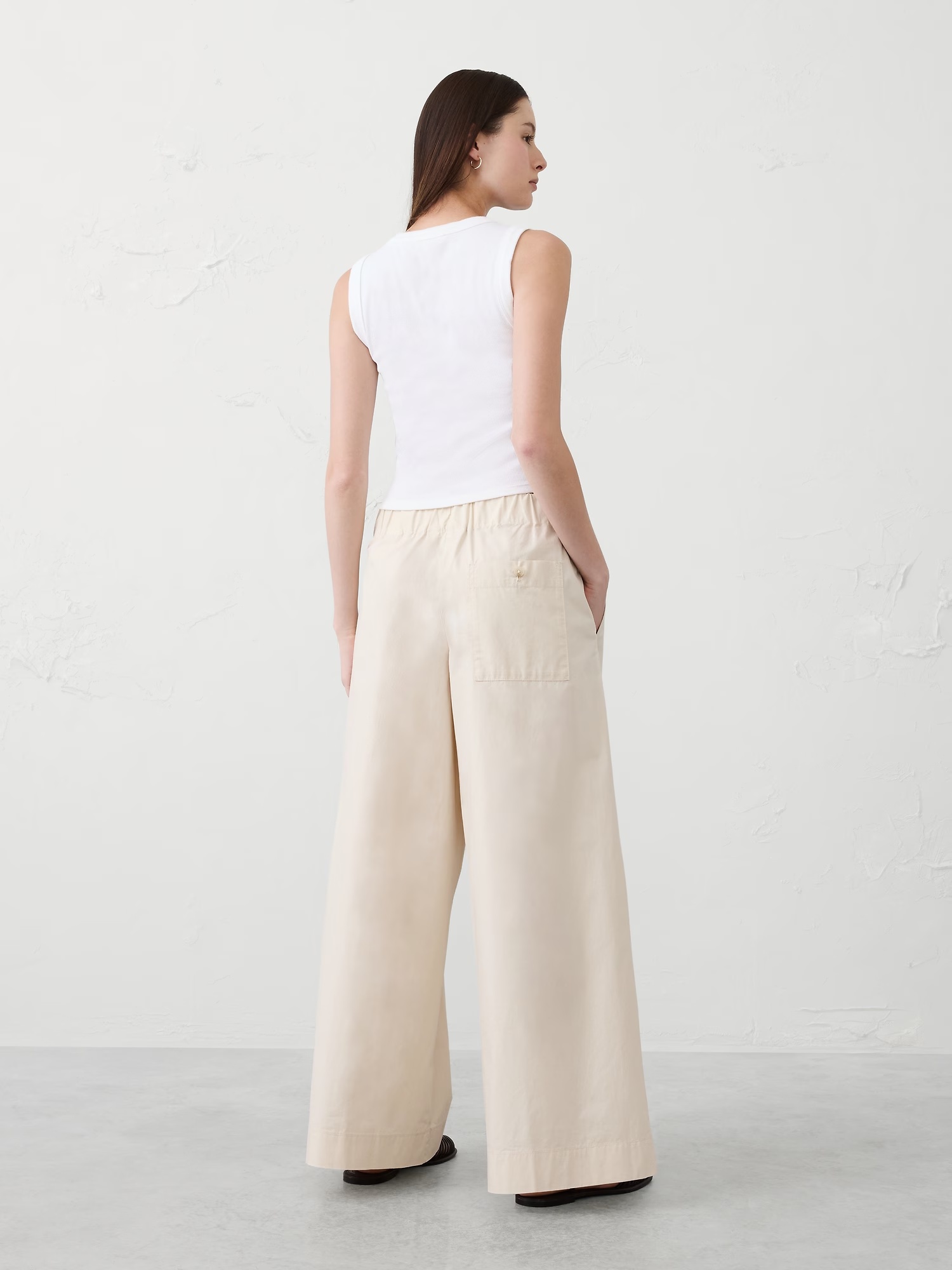 Mid-Rise Poplin Pull-On Pant - Stone Twill 2 Mid-Rise Poplin Pull-On Pant - Olive Stripe