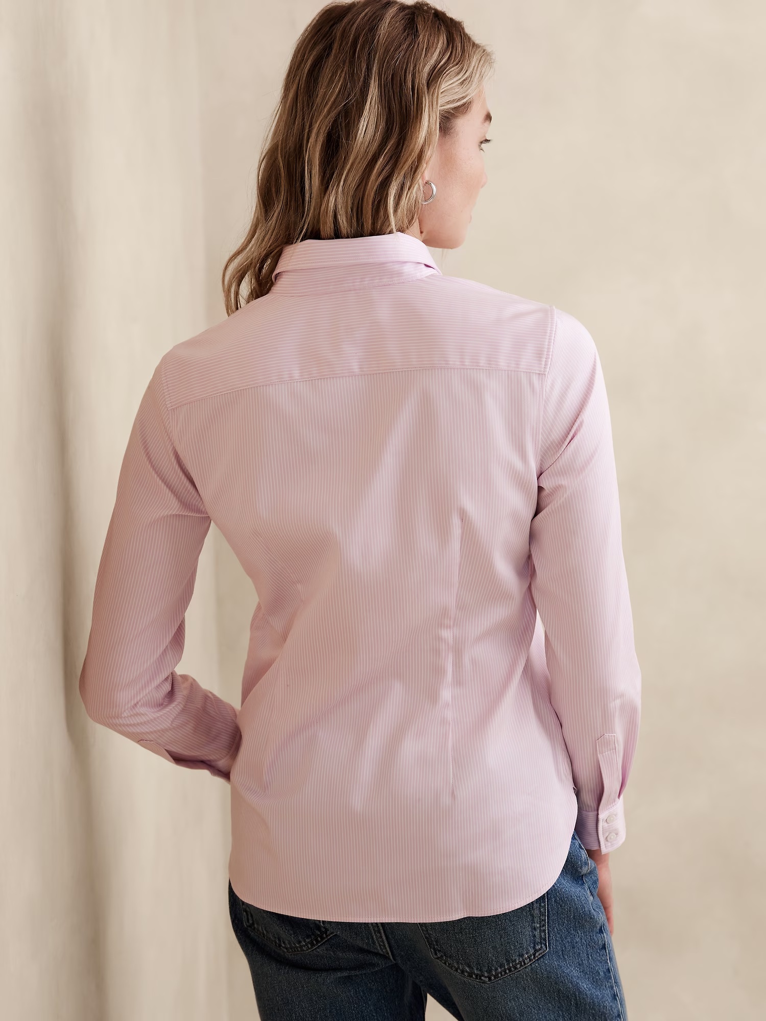 Tailored Easy-Care Shirt - Blue Stripe 5 Tailored Easy-Care Shirt - Blue Stripe