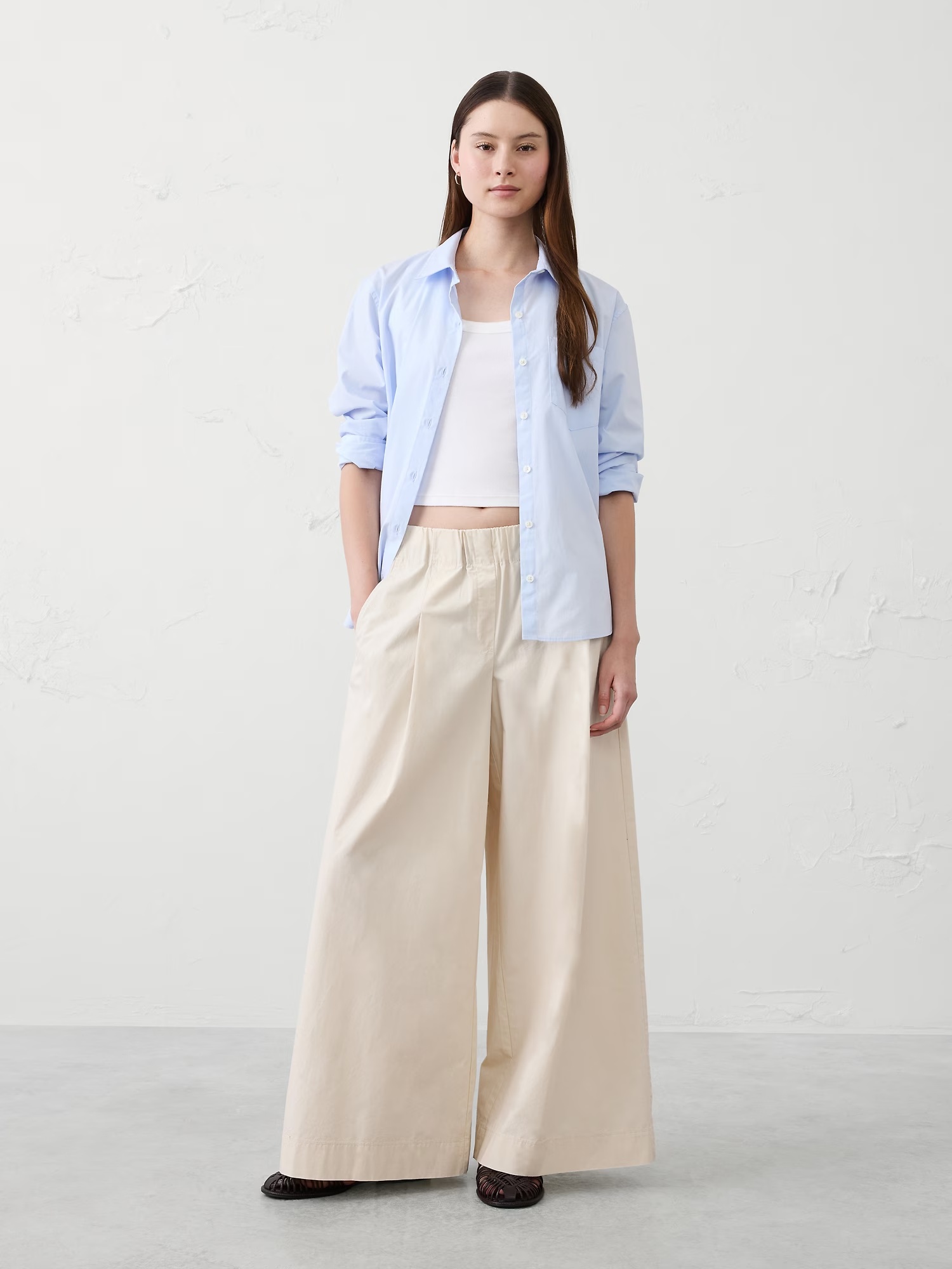 Mid-Rise Poplin Pull-On Pant - Stone Twill 1 Mid-Rise Poplin Pull-On Pant - Stone Twill