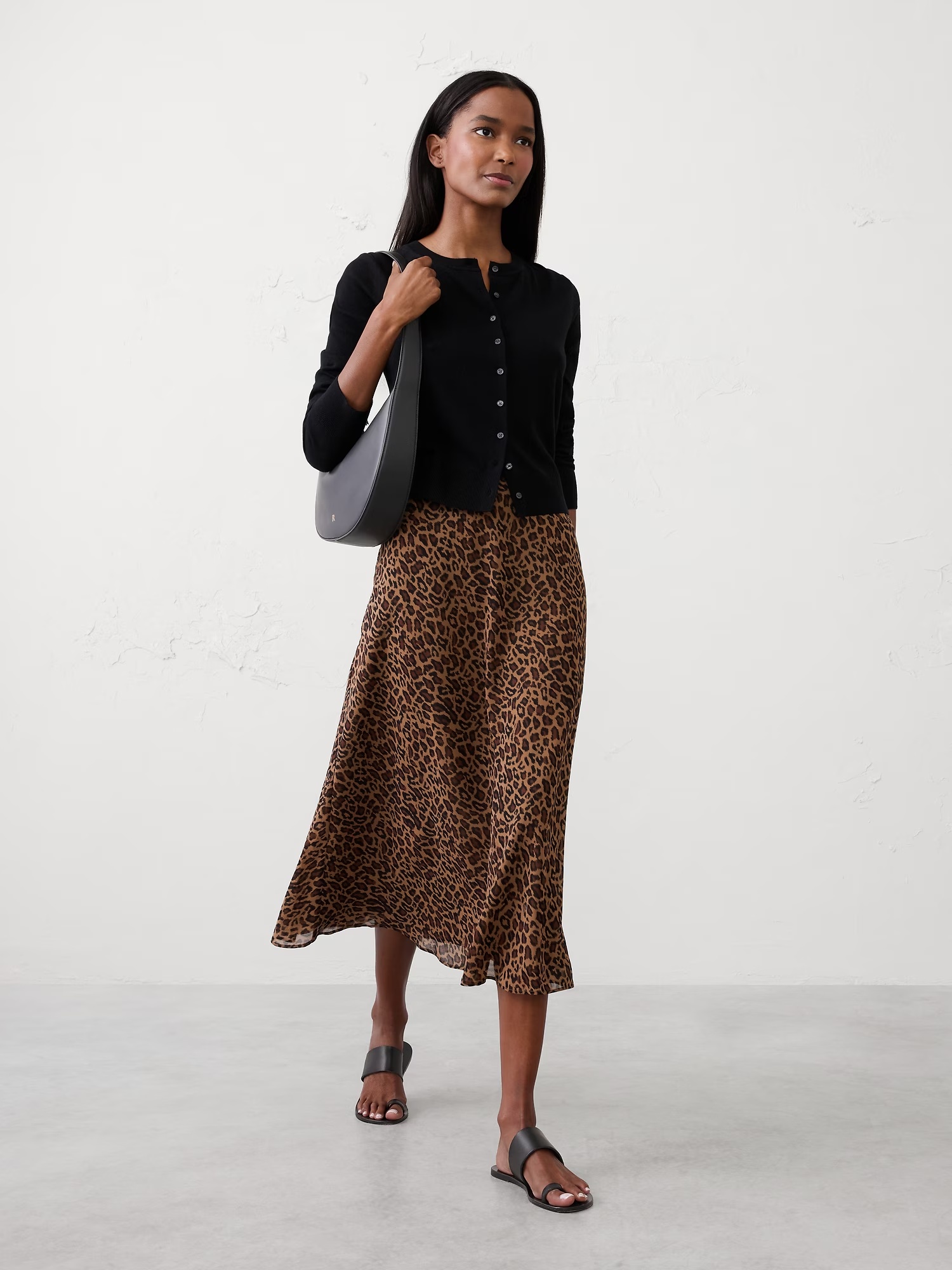 Chiffon Midi Skirt - Cheetah Print