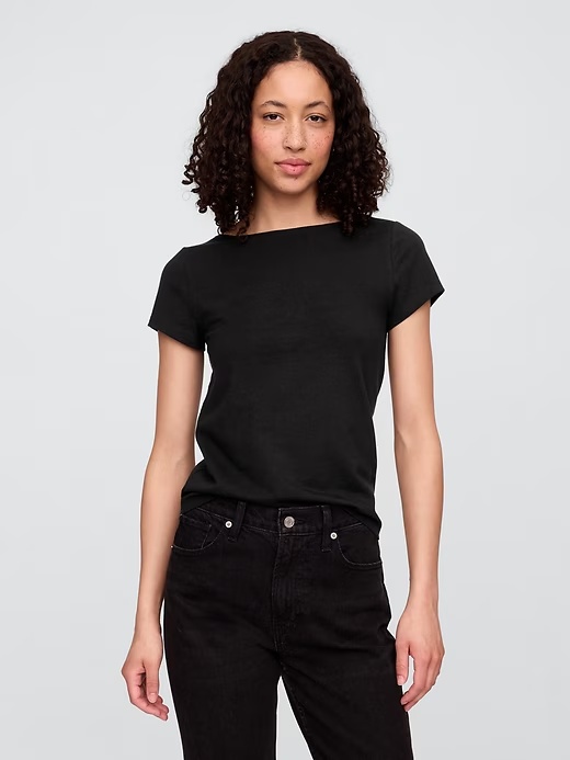 Boatneck Open-Back T-Shirt