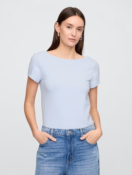 Boatneck Open-Back T-Shirt