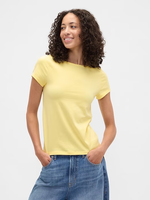 Boatneck Open-Back T-Shirt