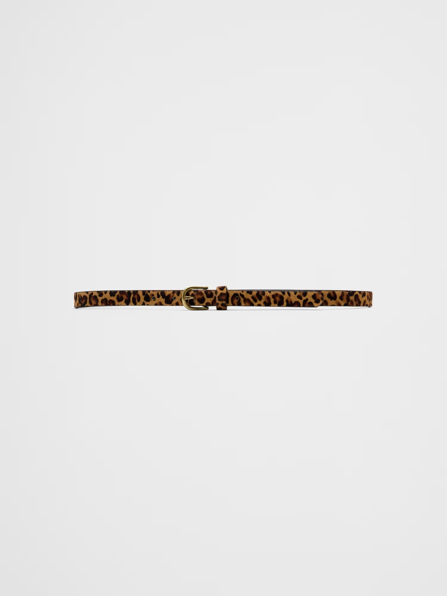 Leopard Pony Hair Skinny Belt - Leopard