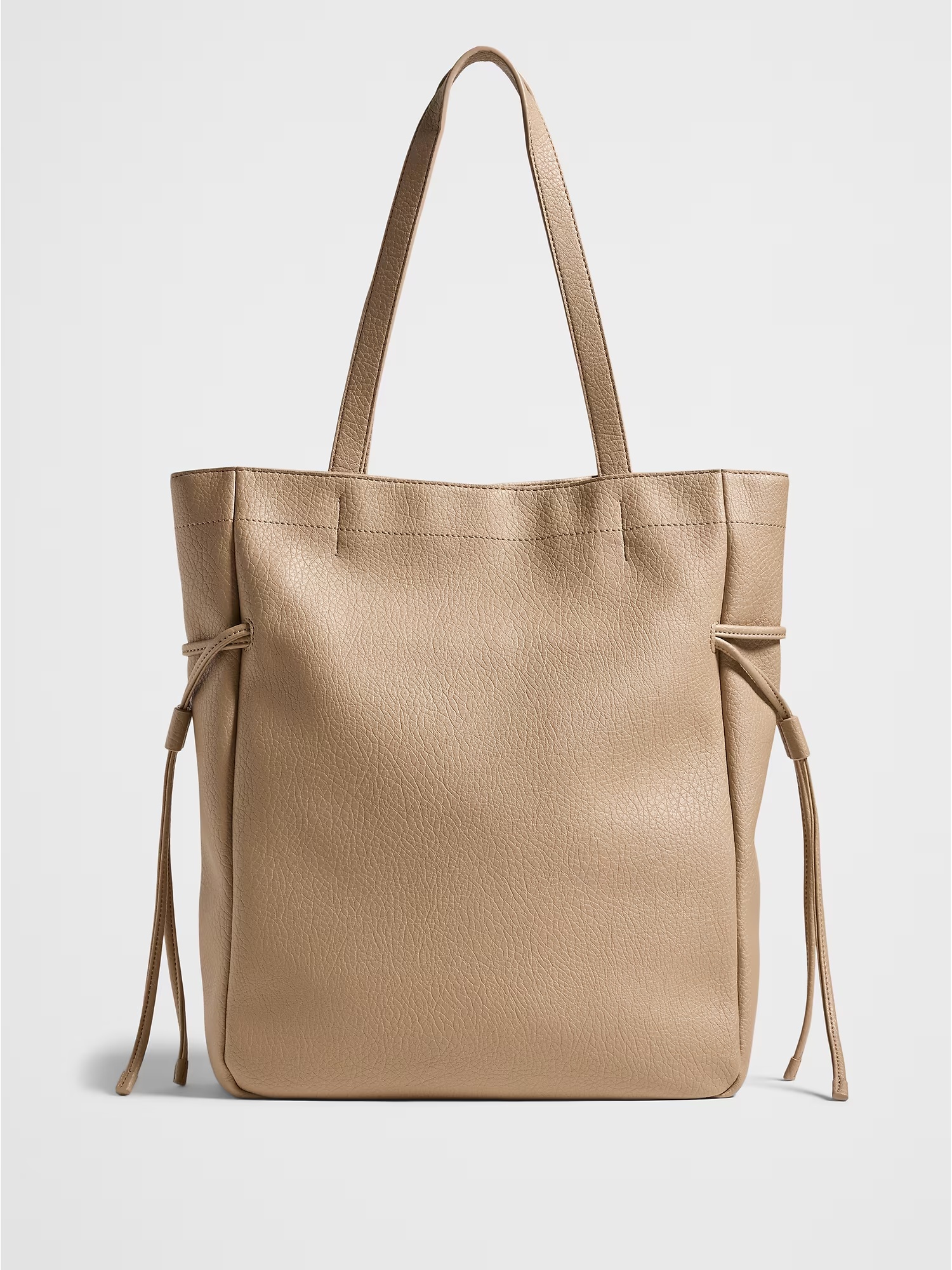 Vegan Leather Drawstring Tote - Taupe
