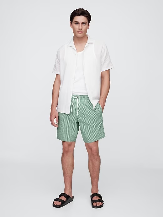 6" Relaxed Seersucker Swim Trunks