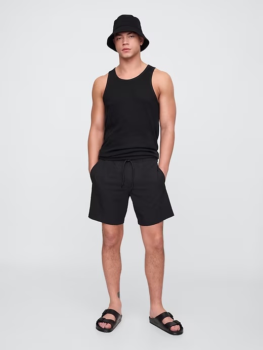 6" Relaxed Seersucker Swim Trunks