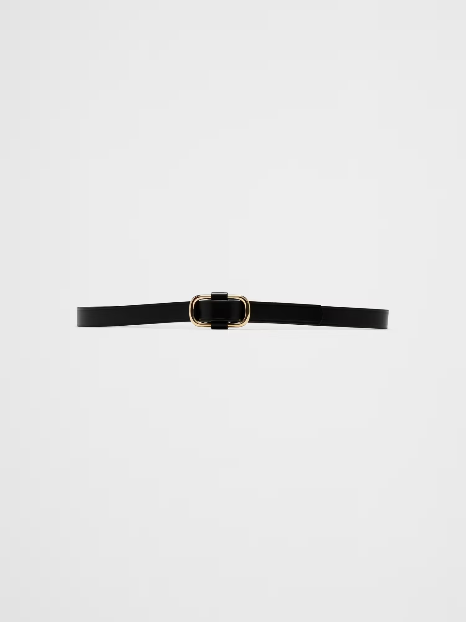 Leather Square Buckle Slider Belt - Black