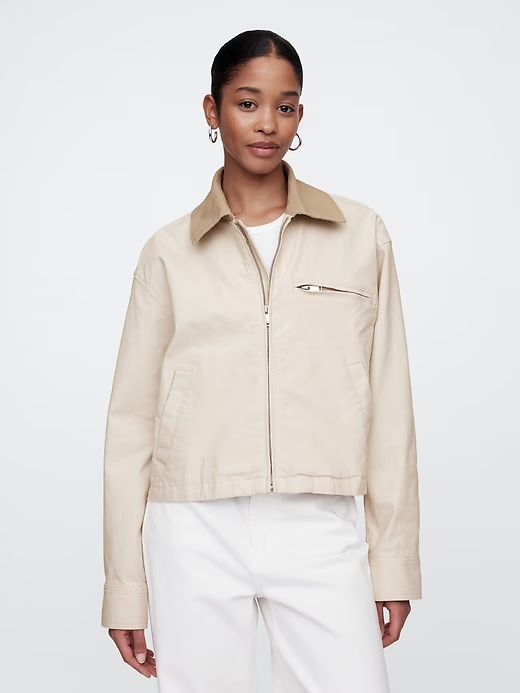 Cropped Canvas Chore Jacket