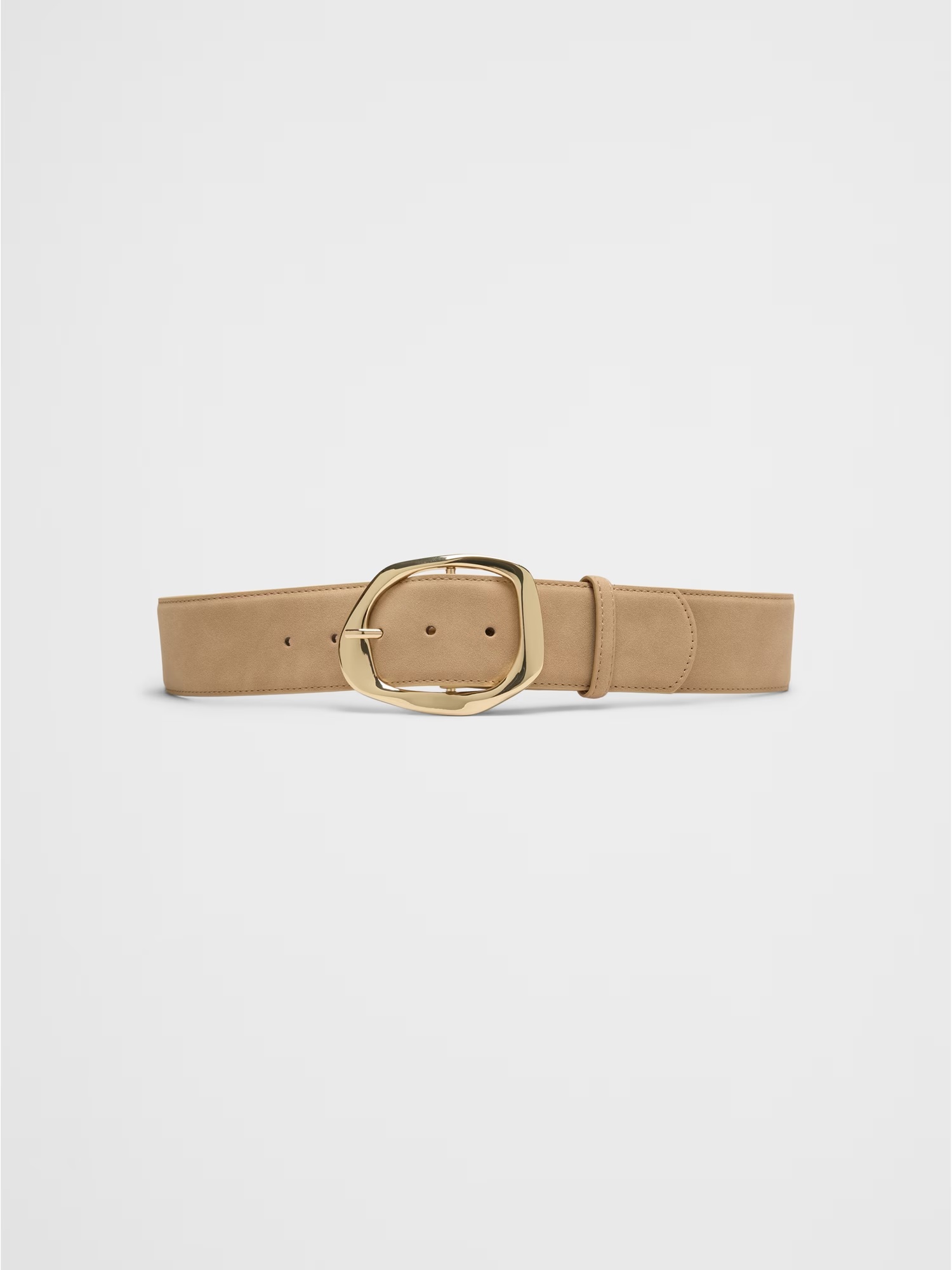 Vegan Suede Buckle Belt - Tan