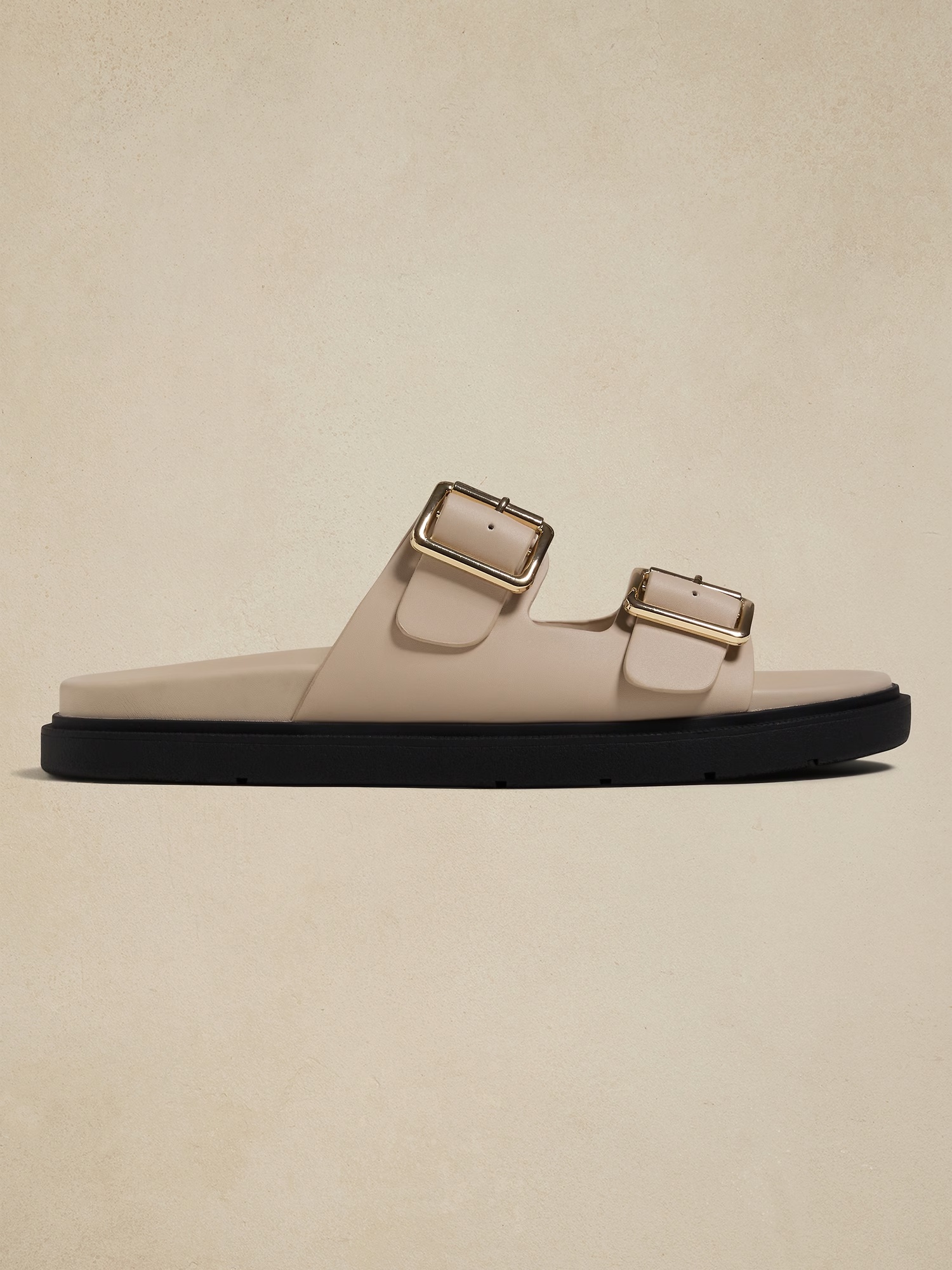 Double Strap Buckle Sandal - Bone