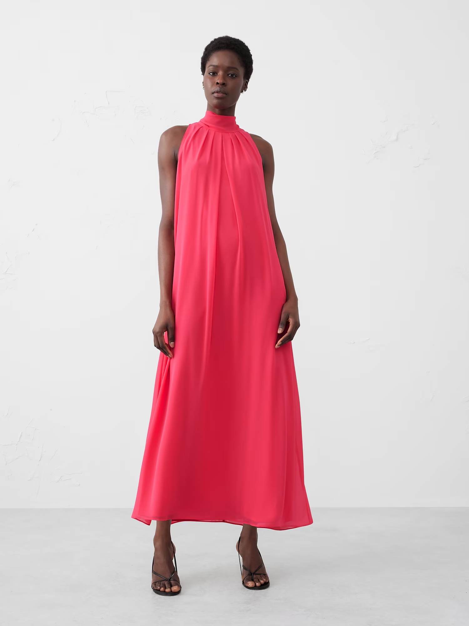 Chiffon Midi Dress - Pink Crush
