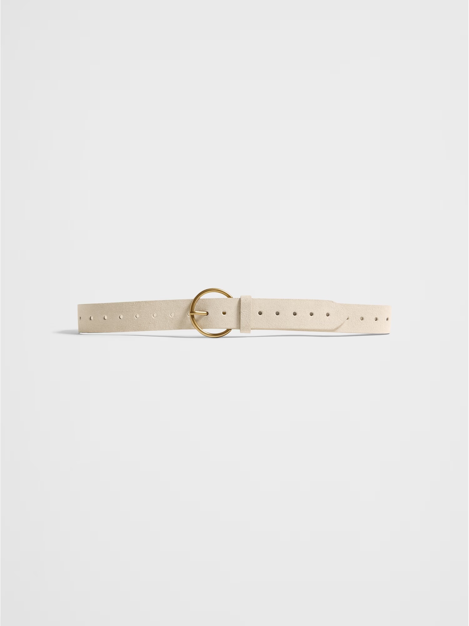 Suede Perforated Belt - Bone