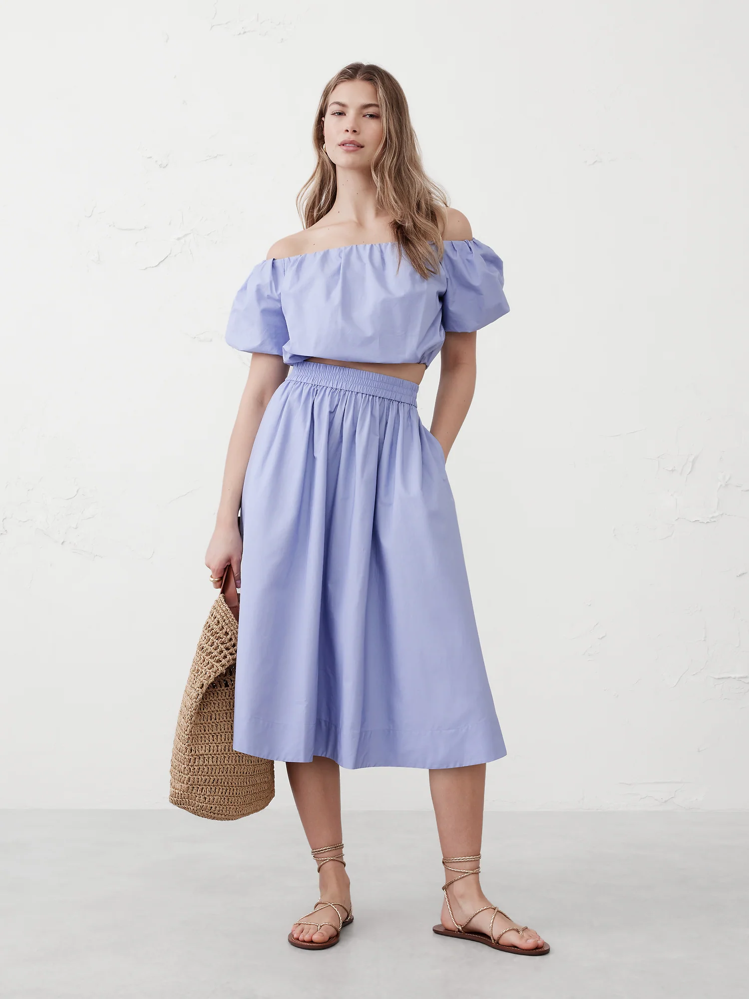 Poplin Midi Skirt - Peri Noon 1 Poplin Midi Skirt - Peri Noon
