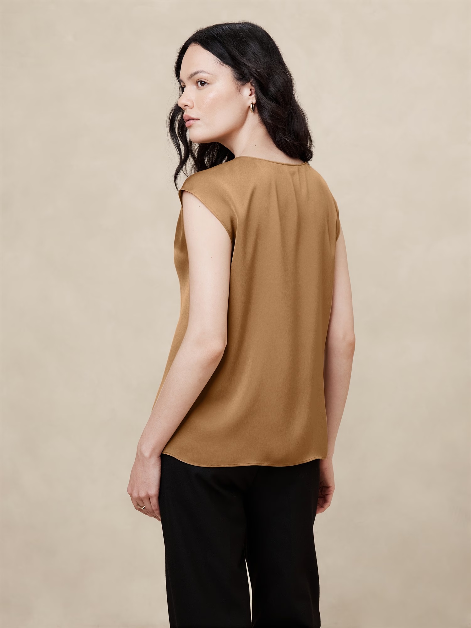 Cap-Sleeve Blouse - Black 2 Cap-Sleeve Blouse - Black