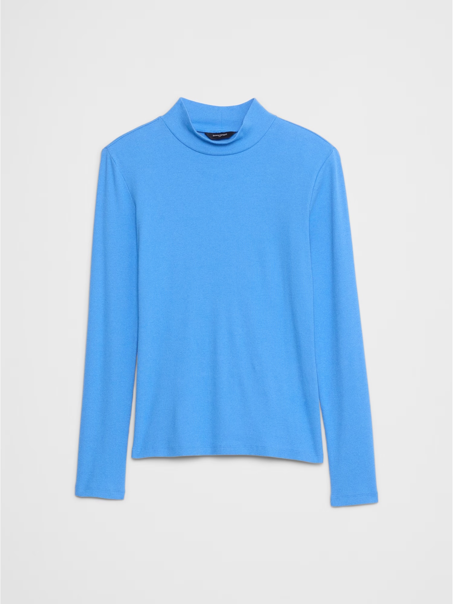 Ribbed Mock-Neck T-Shirt - Neutral Stripe 7 Ribbed Mock-Neck T-Shirt - Neutral Stripe