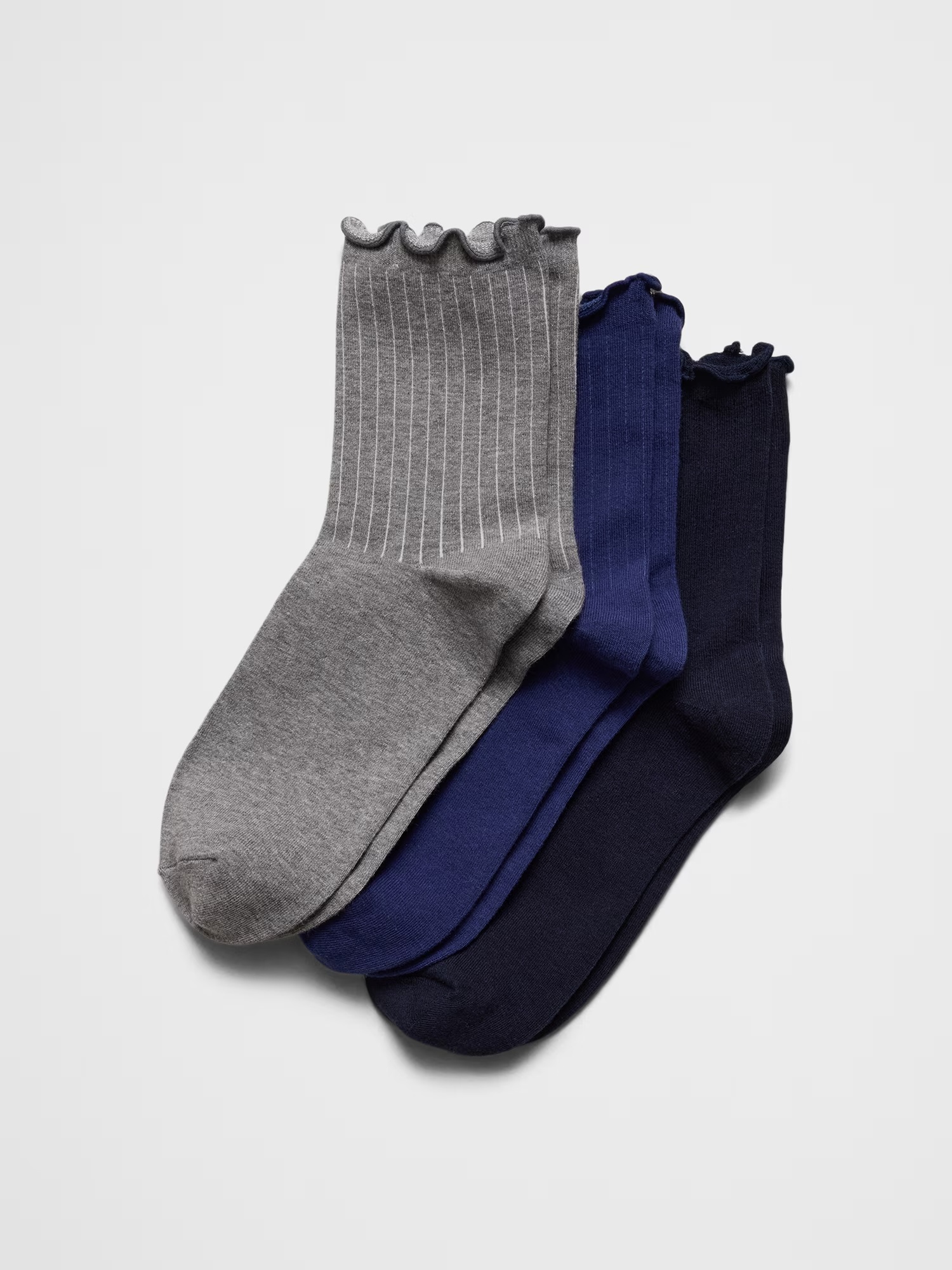Ruffle Ankle Socks (3 Pack) - Drizzle Blue