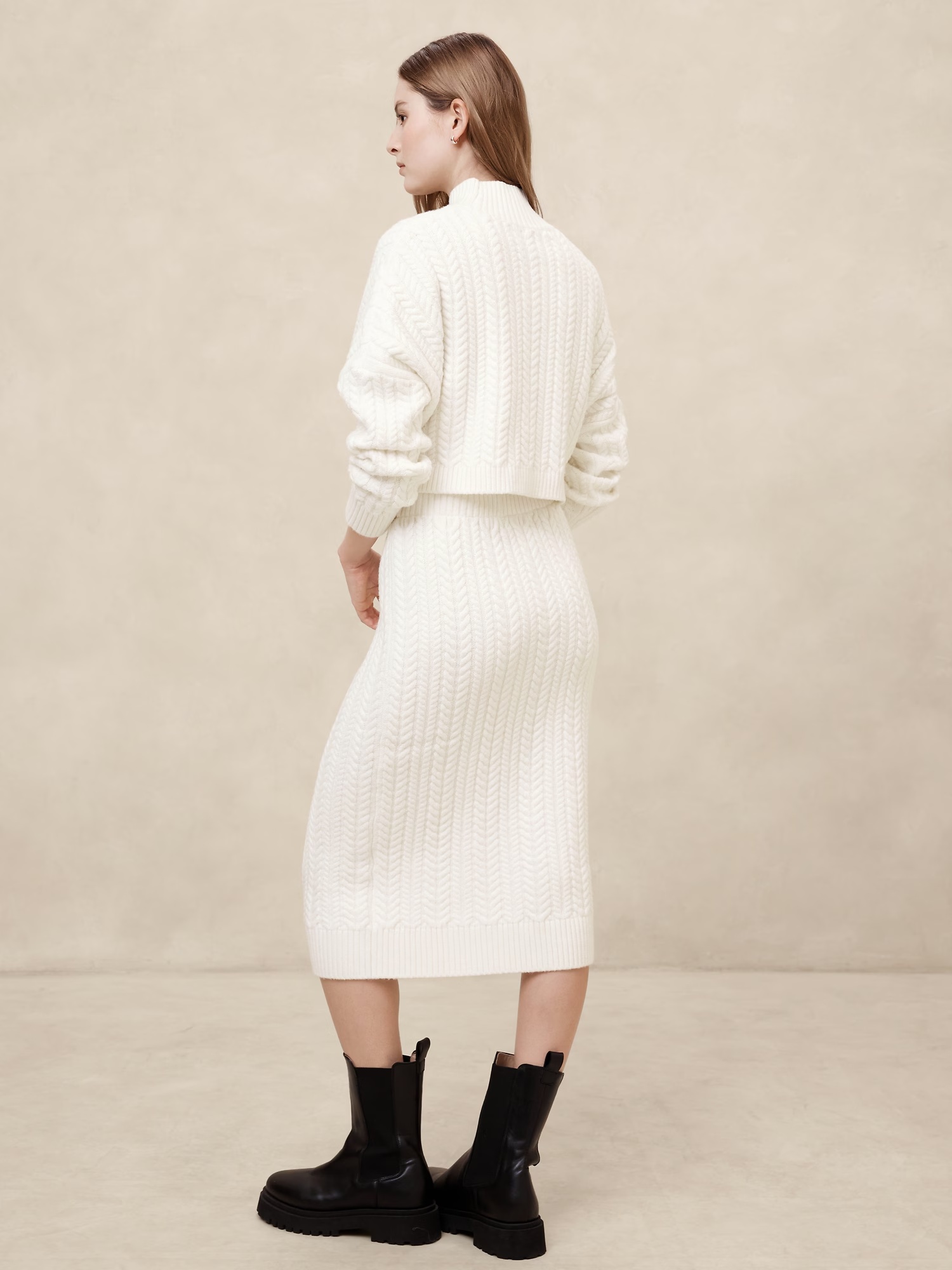 Cable Midi Sweater Skirt - Black 2 Cable Midi Sweater Skirt - Black