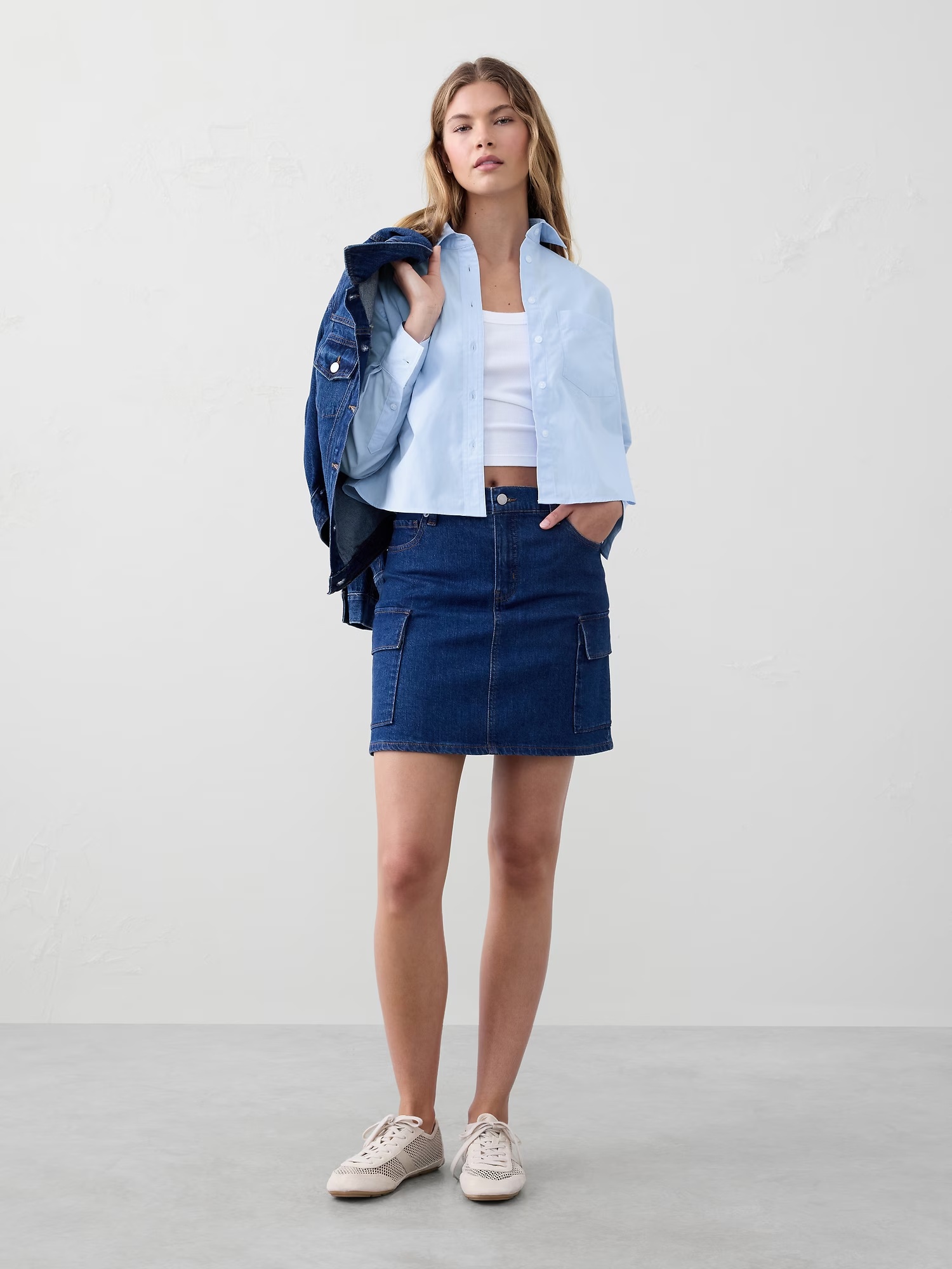 Boxy Button-Down Shirt - Crisp Blue