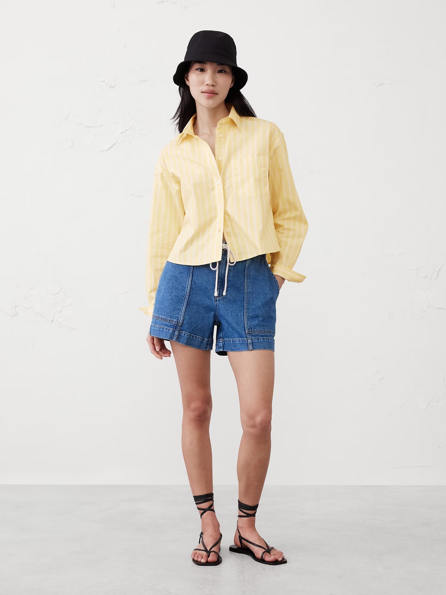Boxy Button-Down Shirt - Yellow Stripe