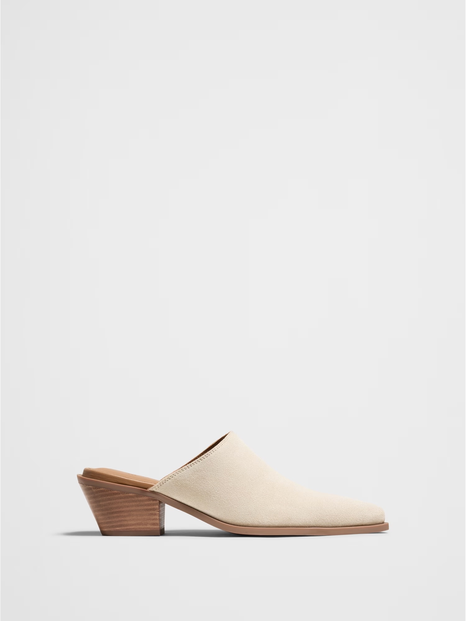 Leather Heeled Mule - Bone