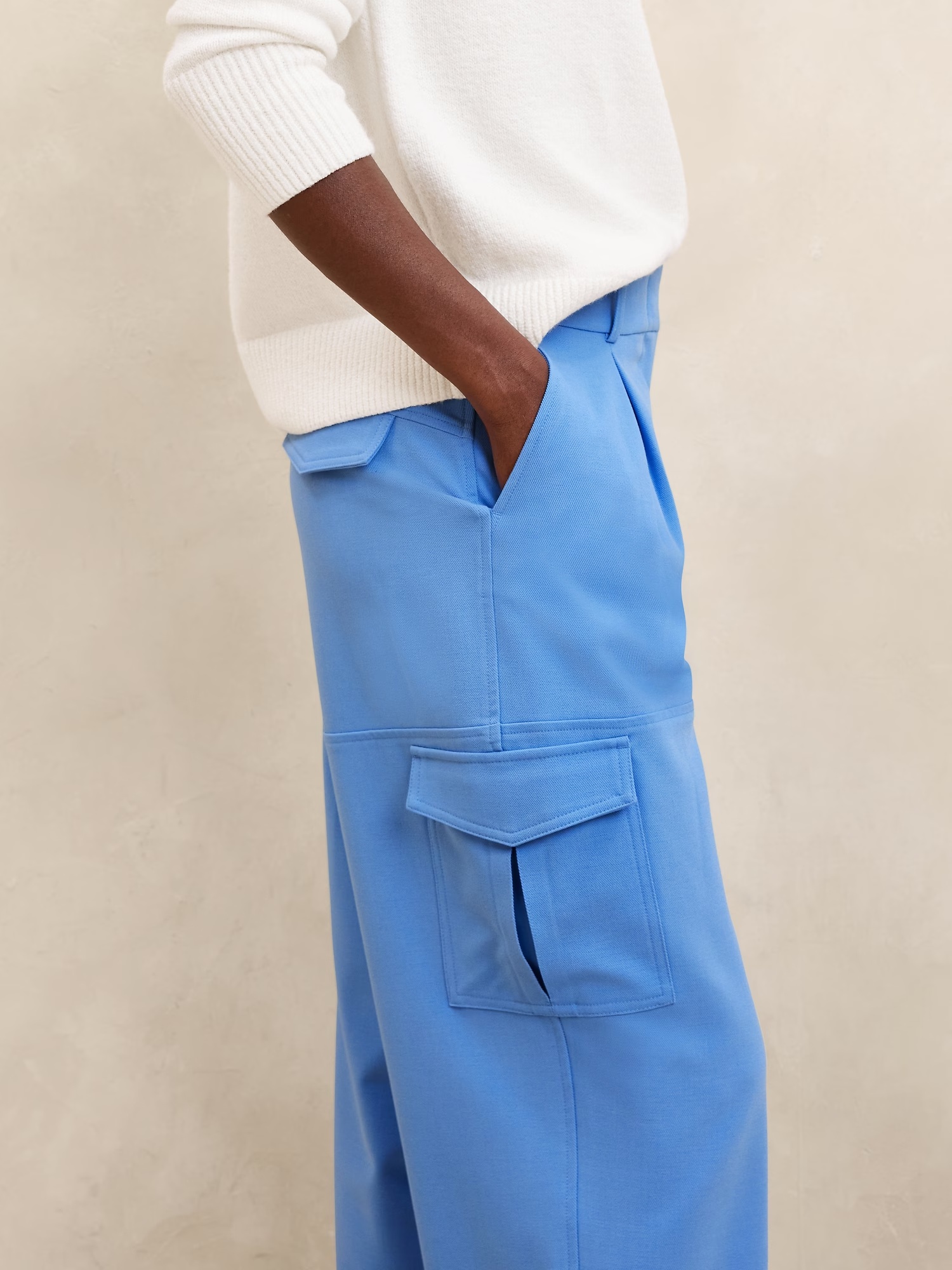 High-Rise Straight Twill Cargo Pant - Preppy Navy 3 High-Rise Straight Twill Cargo Pant - Pewter Gray