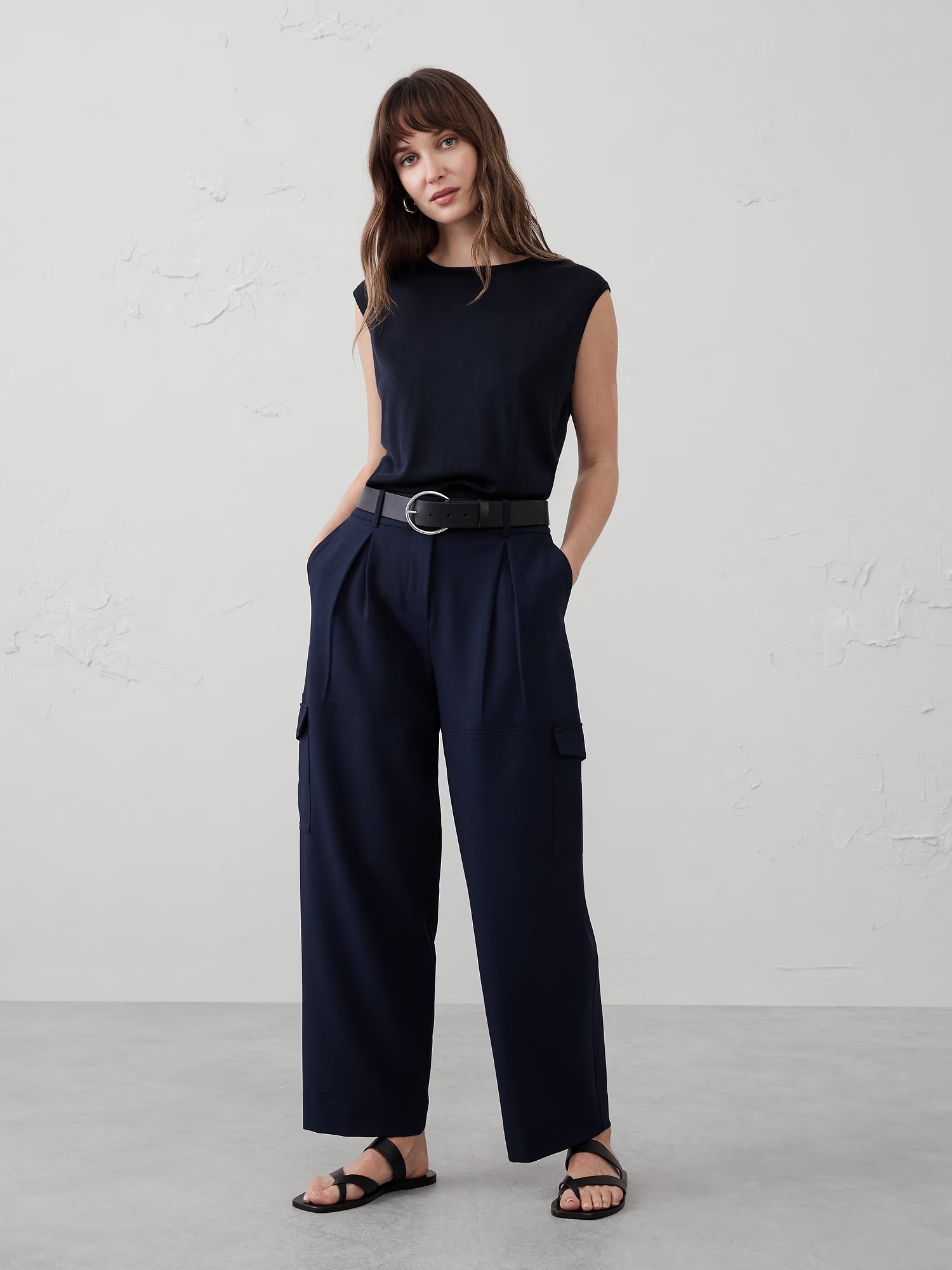 High-Rise Straight Twill Cargo Pant - Preppy Navy 1 High-Rise Straight Twill Cargo Pant - Preppy Navy