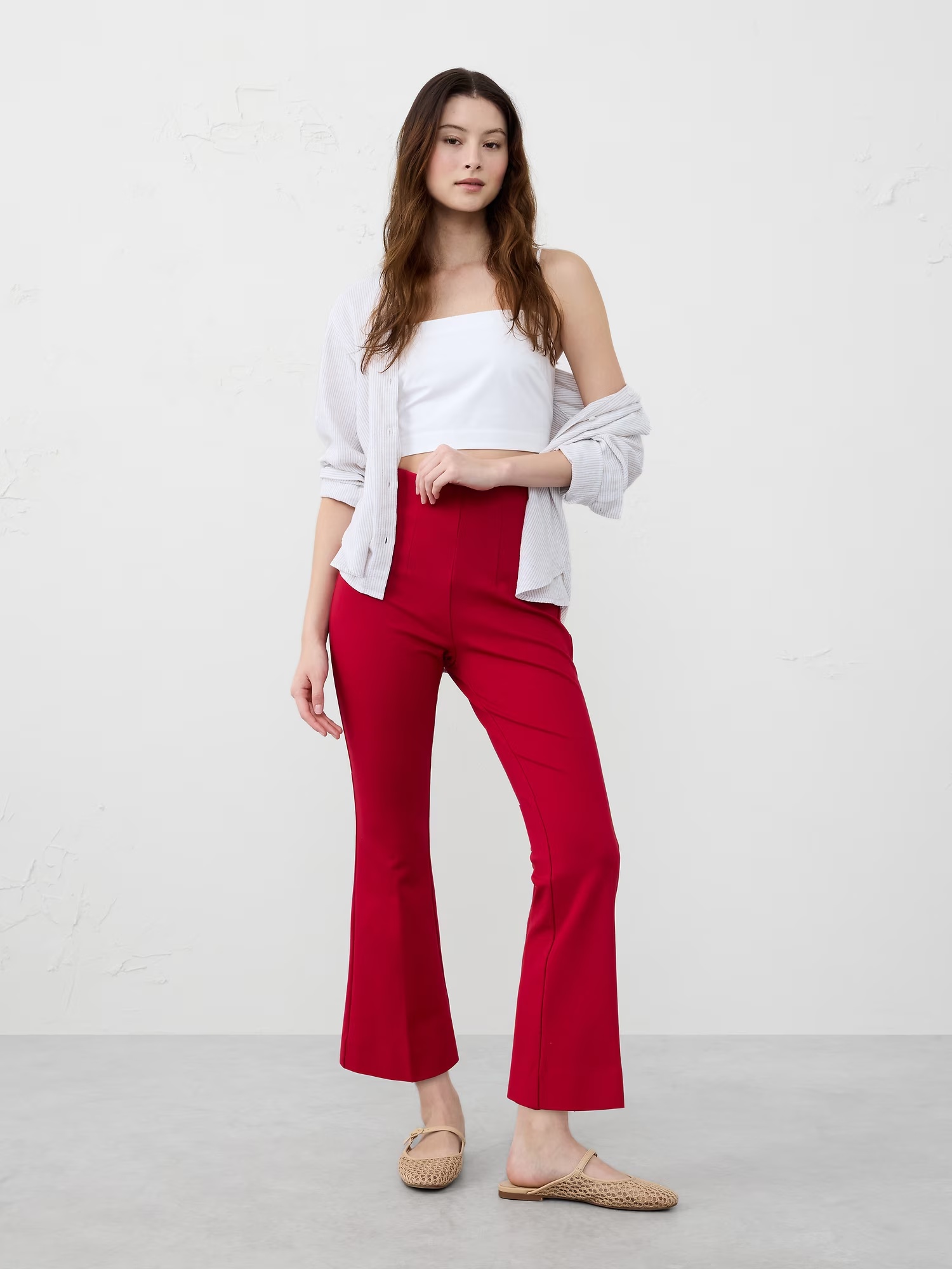 Bootcut Cropped Ponte Pull-On Pant - Red Chakra
