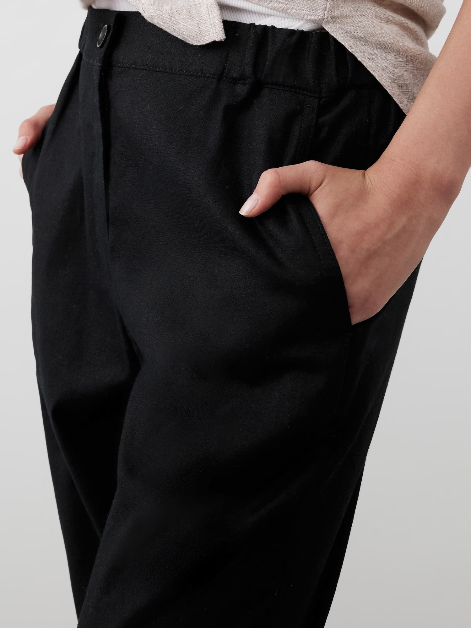 Tapered Linen-Blend Pull-On Pant - Flax 3 Tapered Linen-Blend Pull-On Pant - Navy