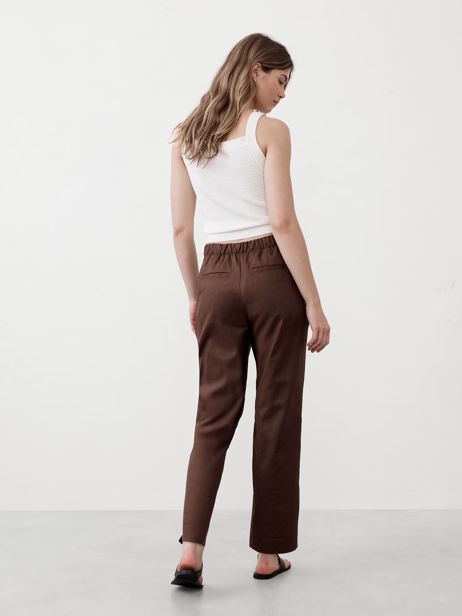 Tapered Linen-Blend Pull-On Pant - Flax 5 Tapered Linen-Blend Pull-On Pant - Navy