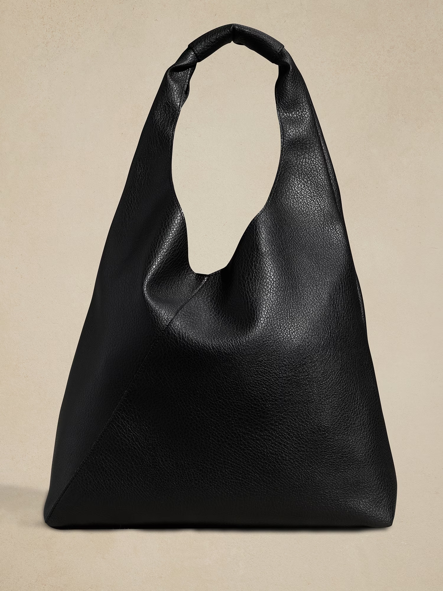 Vegan Leather Slouchy Tote - Black